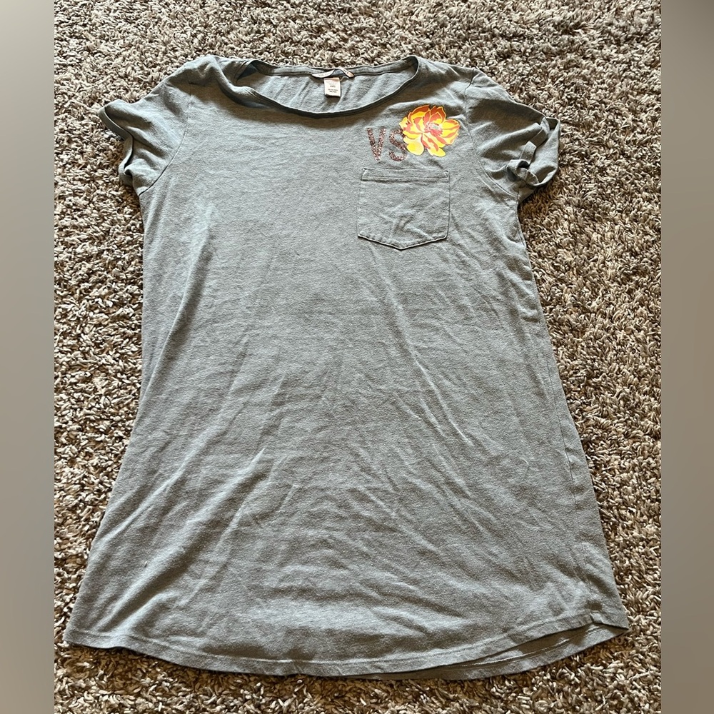 Victoria's Secret Gray Sleep Dress with Floral Detail